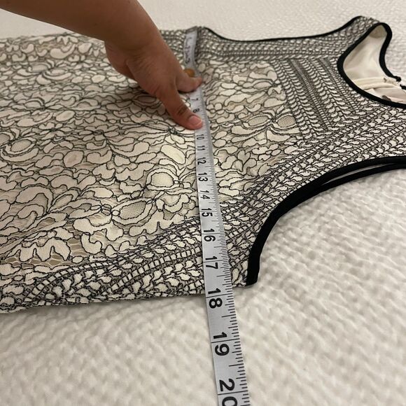 LOFT Women Floral Lace Shift Lined Sheath Sleeveless Mini Dress Size 4 - Picture 8 of 9